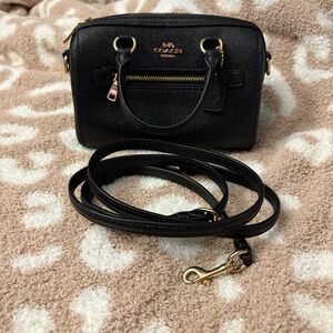 Coach Black Mini Rowan with Gold Accents